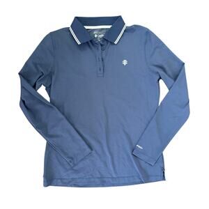 Coolibar Women's Birdie Long Sleeve Golf Polo UPF 50+ UV Protect Preppy Blue M